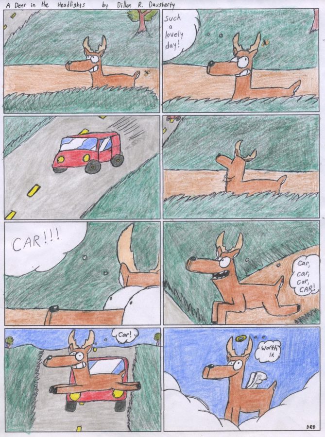 A deer in the headlights