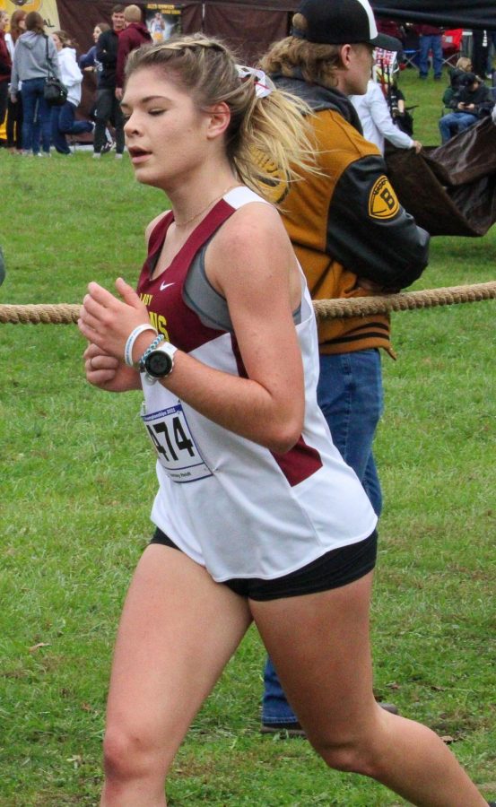 Sophomore Courtney Heldt finished her Semi-State race with a time of 20:38.