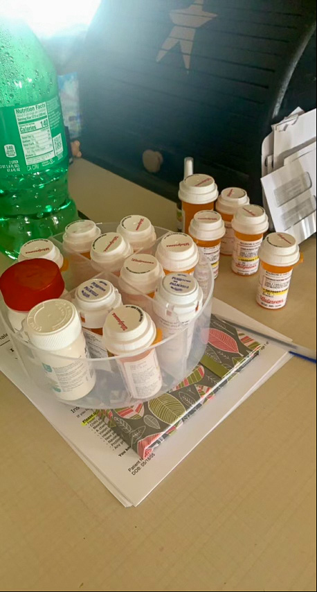 A photo of Allison Hales medication for her treatment. 