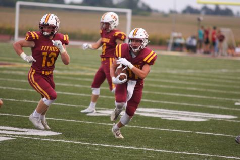 Junior Mason Scheller moves down the field in the Titans win against Washington on September 2. Gibson Southern fell to Owen Valley in the Sectional Semi-Final on October 28, 28-21.