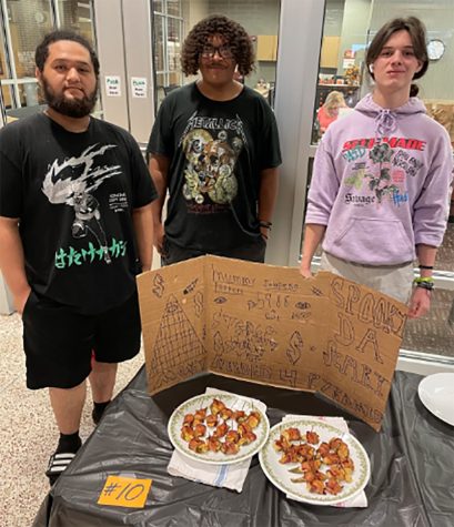 Senior Gilberto Palacios and sophomores Carter Hoskins and Gabriel Koontz won Best Tasting in second period with Mummy Jalapeño Poppers.
