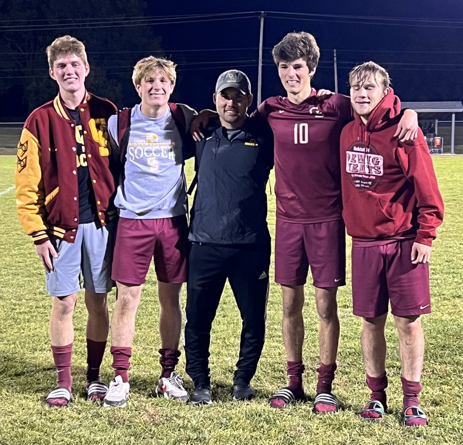 In only two years, coach Josh Higgins made an impact on his team. The seniors, Camden Anslinger, Vann Rose, Luke Appman and Blake Elpers, were emotional at the end of their season.