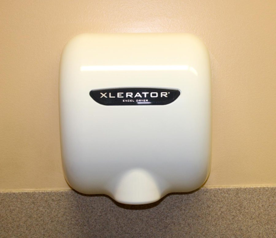 Hand+dryers+are+the+only+option+to+dry+ones+hands+in+the+bathrooms.+Paper+towels+are+more+sanitary+and+are+quicker.