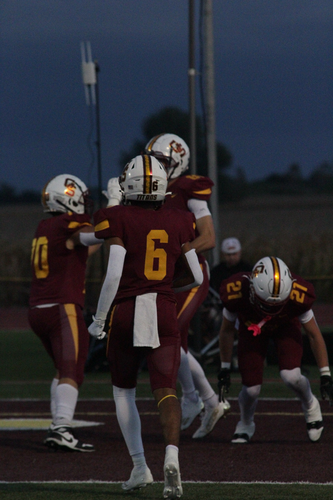 Titans celebrate after a touchdown. 