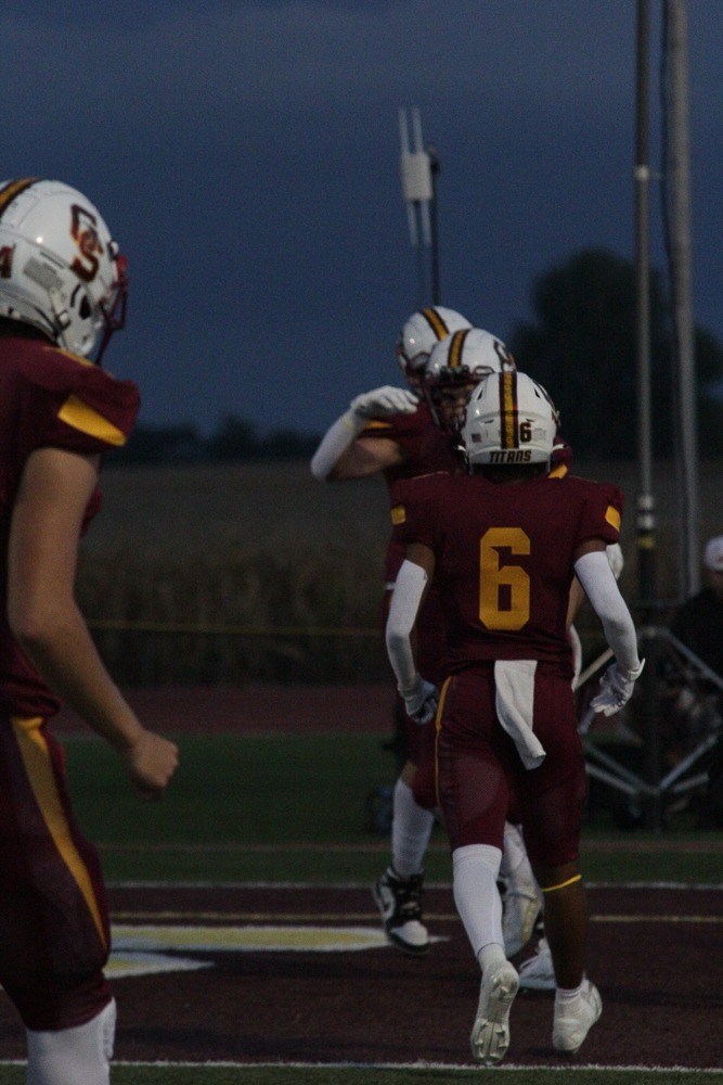 Titans celebrate a touchdown.