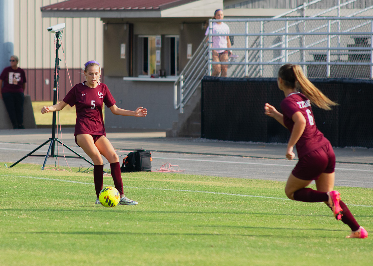 Sophomore Josie Chaudhuri takes control of the ball during the junior varsity Lady Titan match against Jasper on September 20.