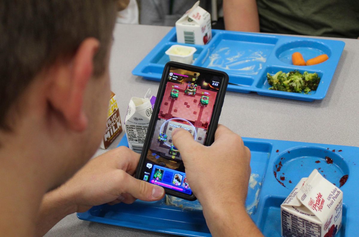Phones may not be allowed in the classroom, but during lunch students can get their dose of Clash Royale before returning back to their studies.